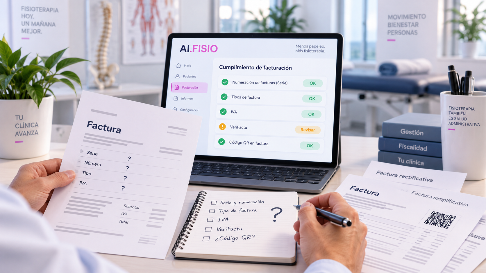 Documentos de facturación con dudas sobre numeración, IVA, tipos de factura y VeriFactu