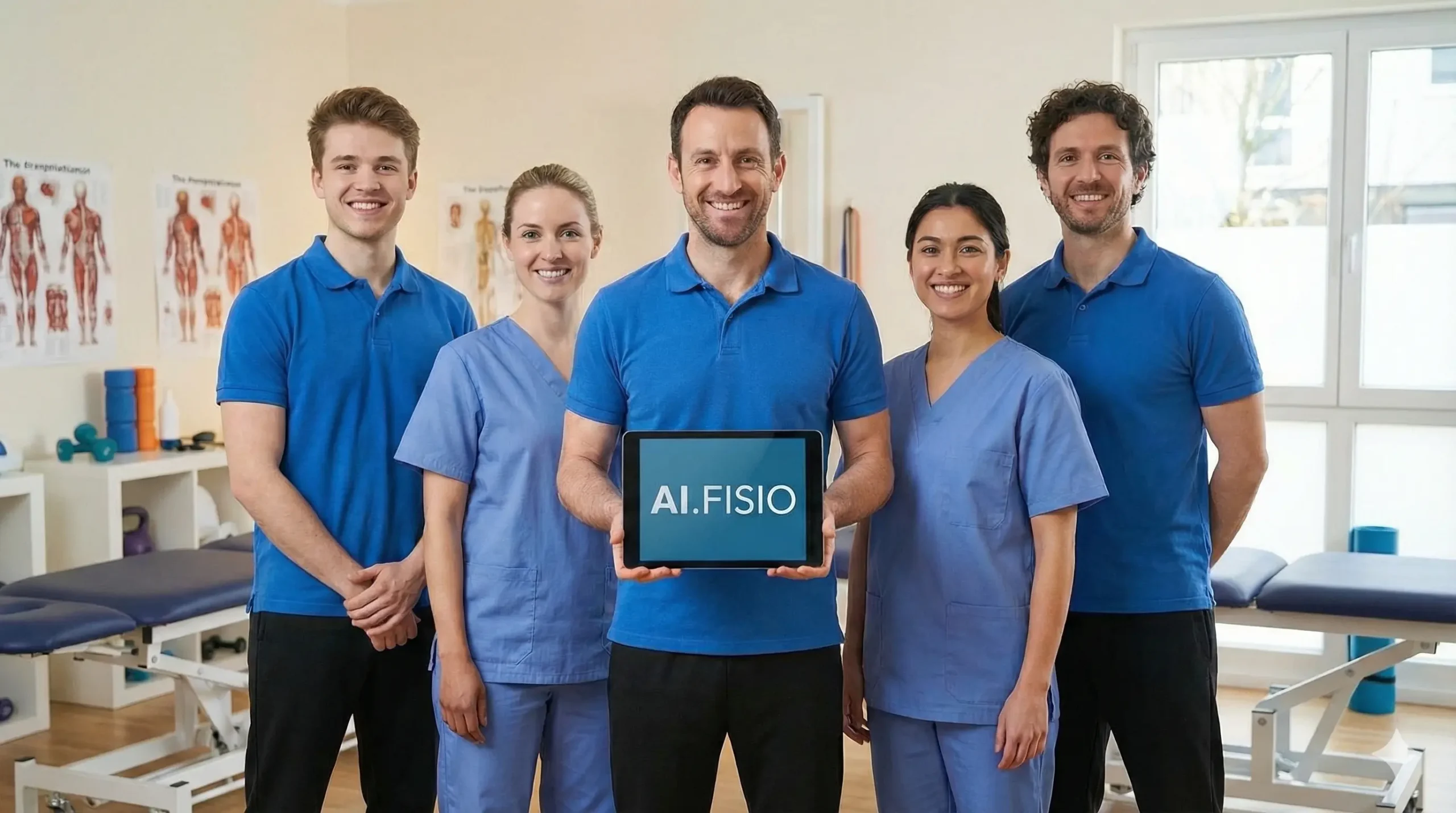 Equipo de fisioterapia feliz